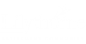 A logo for a retirement community named Lilythorne featuring a white flower.